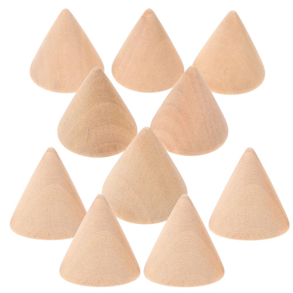10pcs 3.1Cm Diy Wooden Unpainted Ornament For Ring Display Stand Holder Rack Organizer Cone Craft Wood Diy Cone Wood Craft
