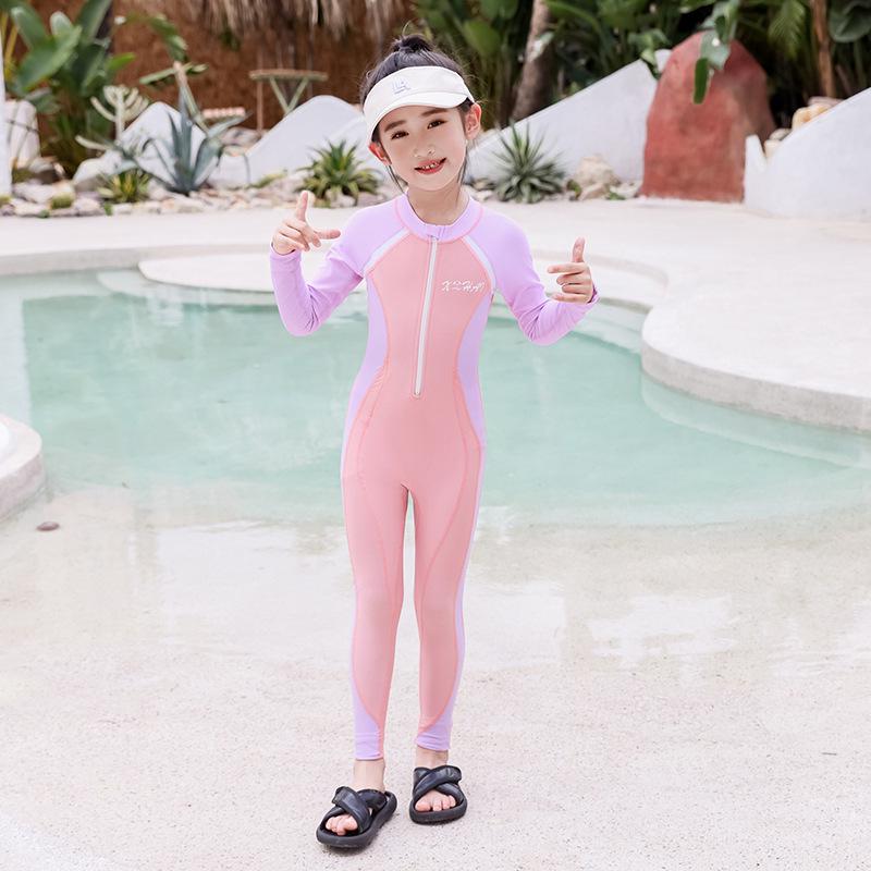 Customizable Girls Long Sleeve Sun Protection Swimsuit 16