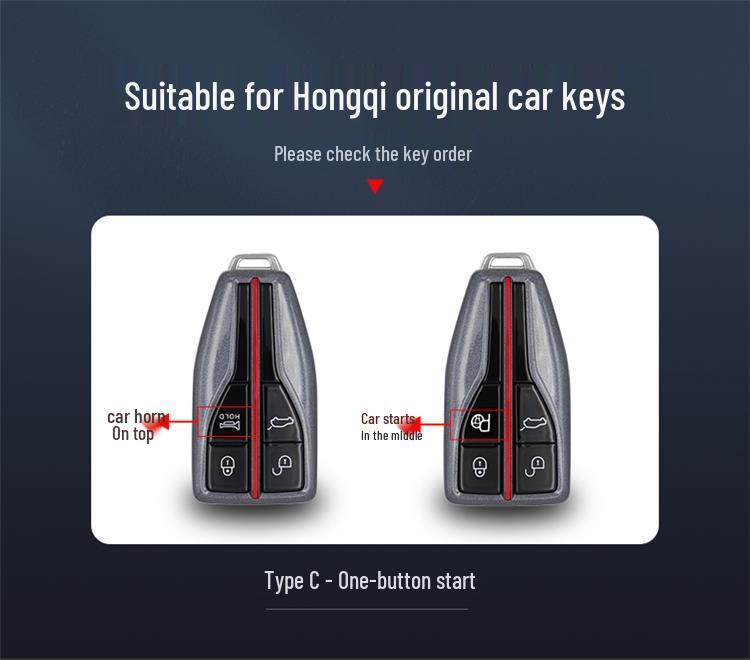 Elegant Metal Key Case for Hongqi HS5/HS7/H9 - 2021 Model, Unisex Car Shell Cover