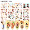 Nail Art Stickers Ins Autumn Gold Falling Maple Leaf Fox Owl Nail Water Transfer Sticker