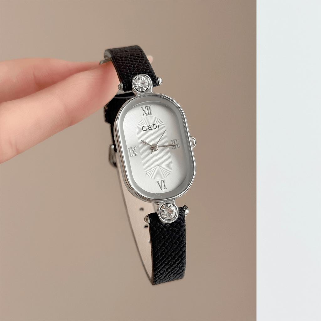Oval Quartz Watches for Women Waterproof Leather Strap Roman Numeral Dial Minimalist Elegant Ladies Daily Dress Wristwatch