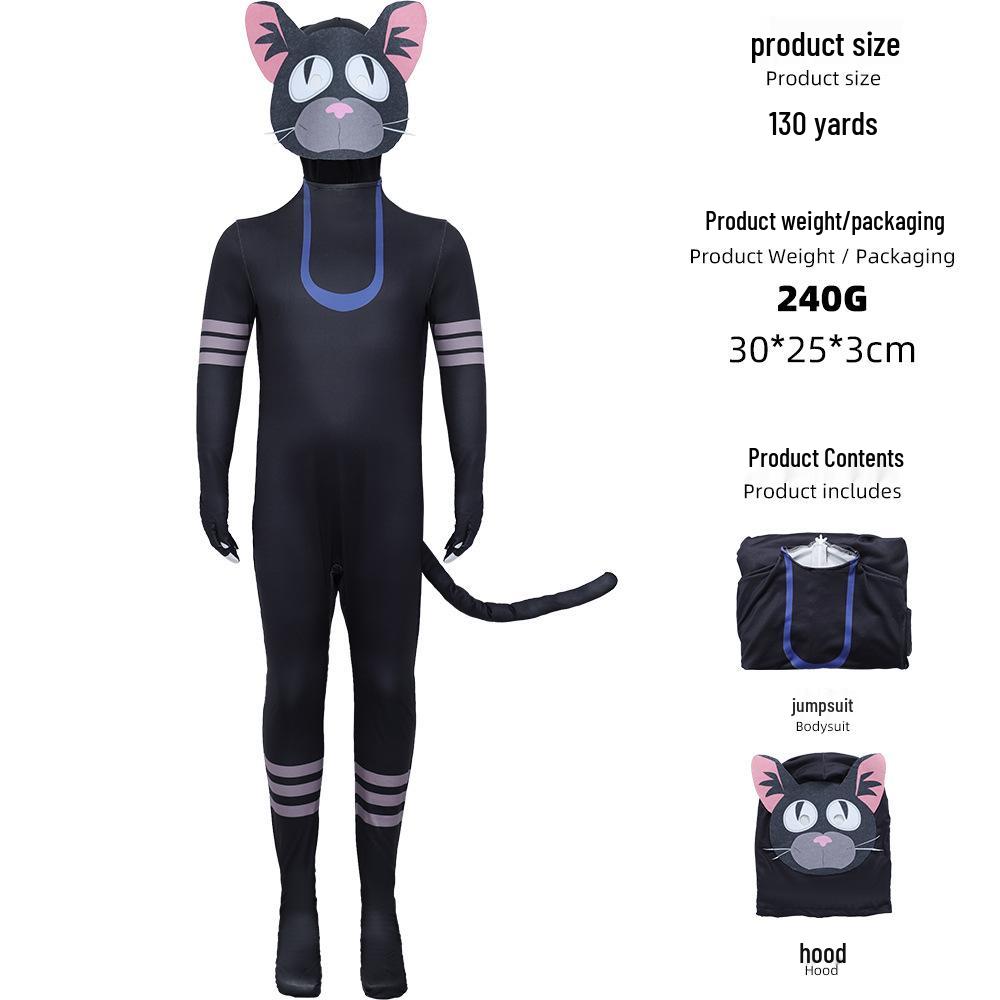

99 Nights in the Forest: Halloween Black Cat Bodysuit Costume for Role-Playing Child 130