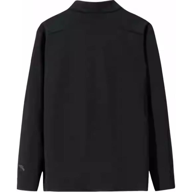 Anta Training Series Solid Color Zipper Stand Collar Comfortable Breathable Versatile Fleece Lined Warm Jacket Men jackets Black 152447725S-2