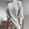 Women's Fall Turtleneck Sweater Dress Oversized Cable Knit Long Sleeve Short Dress Casual Pullover Mini Dress