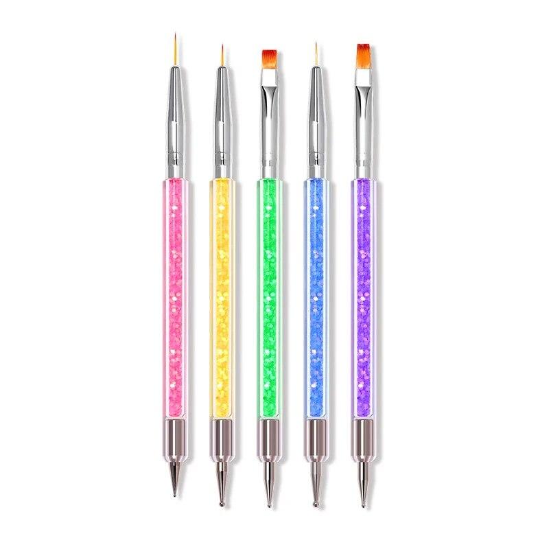 5/20Pcs Nail Art Brush Design Tip Painting Drawing Carving Dotting Pen Professional Nail Brushes Set Nail Art Manicure Tools