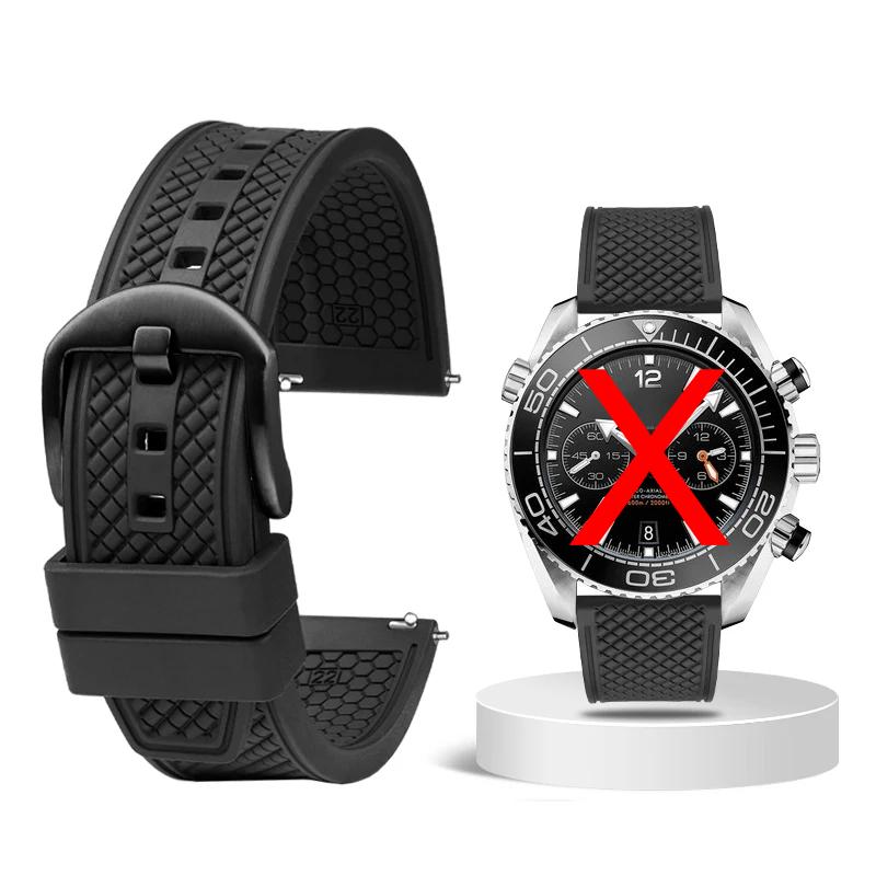 20mm 22mm Premium-Grade Fluororubber Watch Strap For Seiko IWC Rolex Casio Waffle Strap Universal Men Diver Sports Watch Band