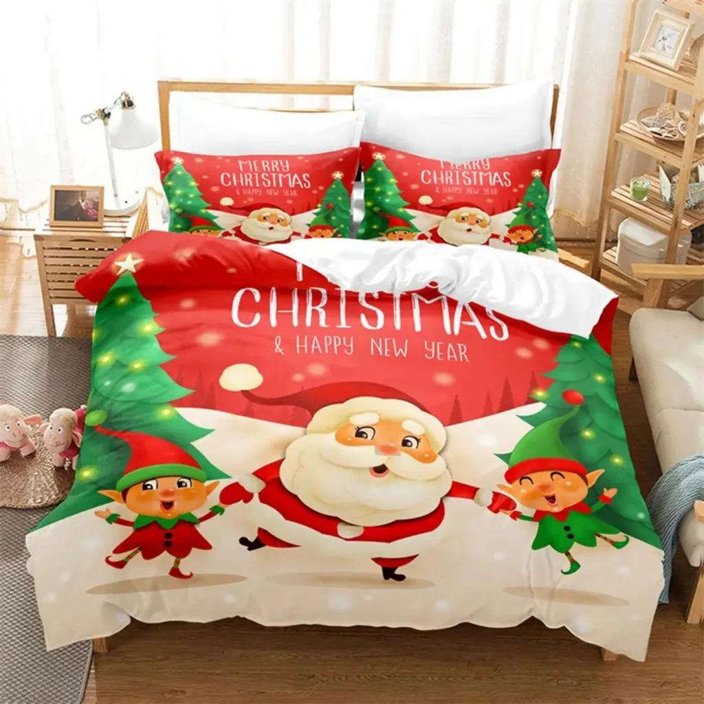 Christmas Santa Xmas Bedding Set Boys Girls Twin Queen Size Duvet Cover Pillowcase Bed Kids Adult Fashion Home Textileextile