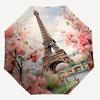 1PC Eiffel Tower, Cherry Blossoms Umbrella-8-Rib Reinforced, Automatic Open, Lightweight & Durable, Cute Fashion Accessory for Outdoor, Beach, or Casu