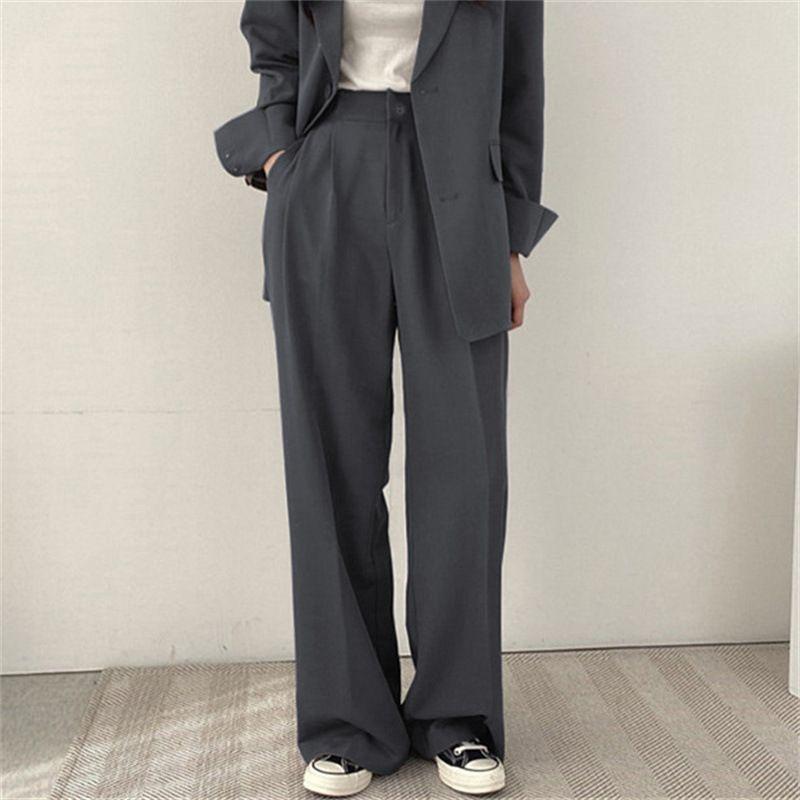 

Export Cross-Border Suit Pants Casual Pants 2025 New Straight Drooping Wide-Leg Pants Multi-Color Fried Street Suit Pants for Women Dark gray L