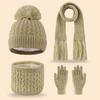 3Pcs/Set Kids Hat Scarf Gloves Set Rainbow Twist Texture Plush Ball Decor Knitting Hat