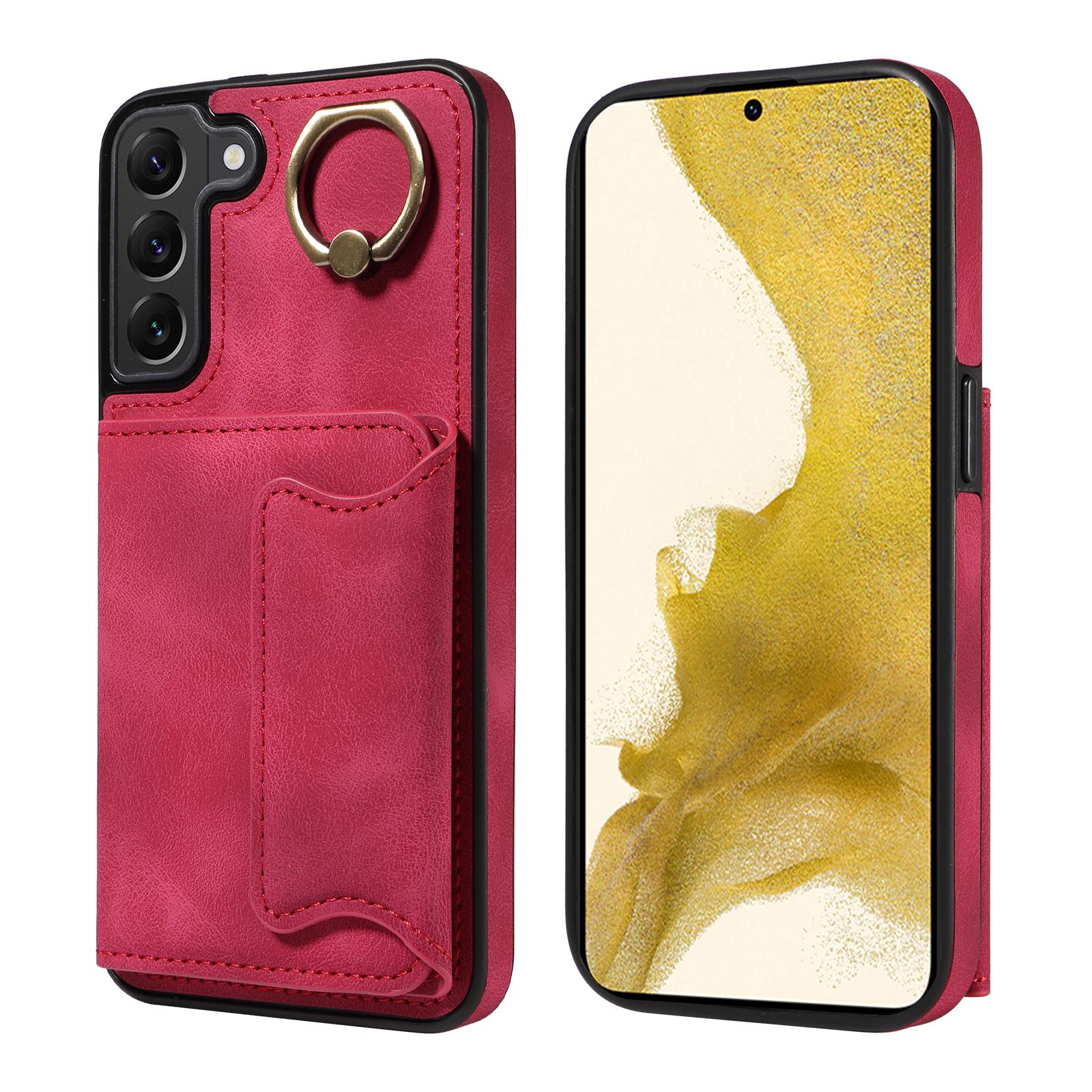 

для Samsung Galaxy S22 series. для Samsung Galaxy S22 5G, S22+ 5G, S22 Ultra 5G кольцо кронштейн держатель для карт слоты крышка чехол для телефона Samsung Galaxy S22+ 5G красный