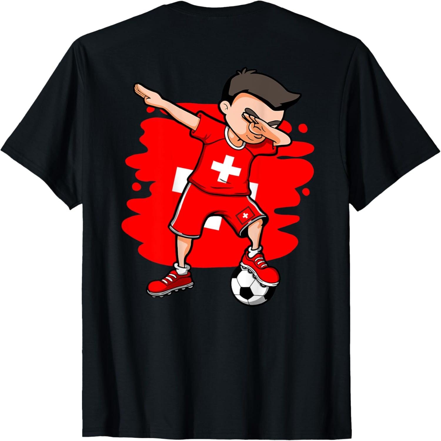 Dabbing Soccer Boy Switzerland Jersey Swiss Football Lovers T-Shirt S