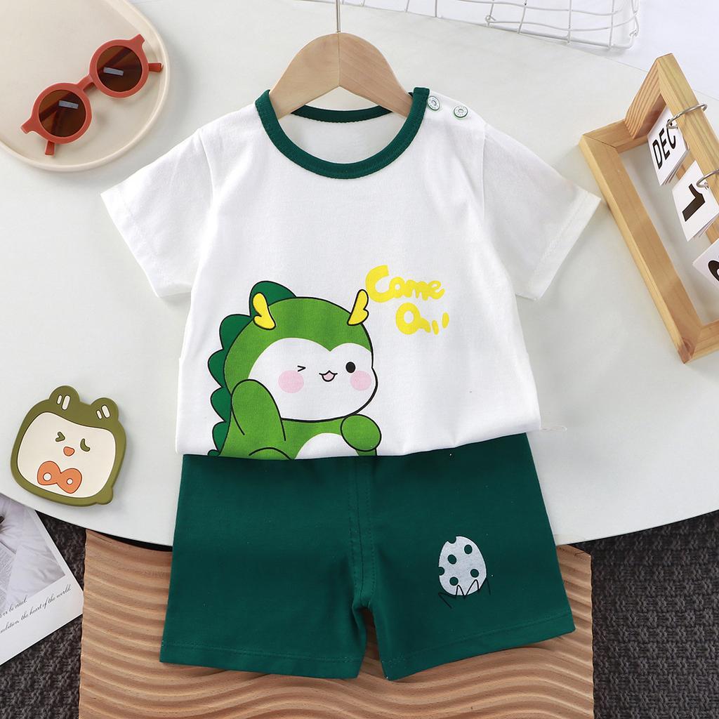 Kids Cotton Cartoon T-Shirt and Shorts Set Baby Boy Girl  Casual Outfit Children Clothes Set
