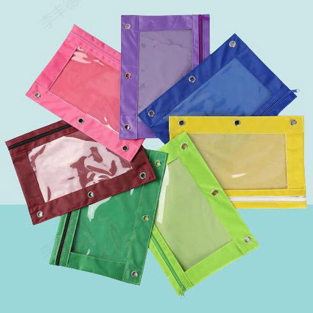 8 Color zipper pencil bag Oxford Cloth Stationery Storage Bag clear window design  for Office School Supplies pen Organizer