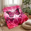 Pig with Flower Necklace Among Butterflies and Roses Theme Blanket Lightweight Warm Flannel Blanket Decorative Throw Blanket for Home Decoration