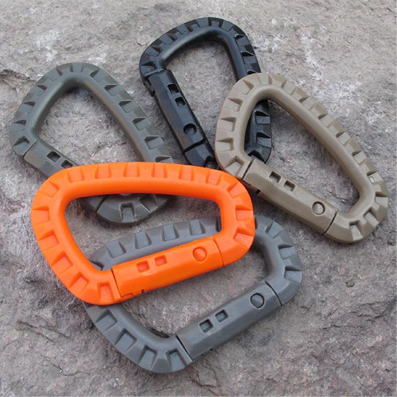 1pcs D Buckle Carabiner Climb Clasp Clip Hook Backpack Molle System Military Survival Outdoor Tools Camping Climbing Accessories