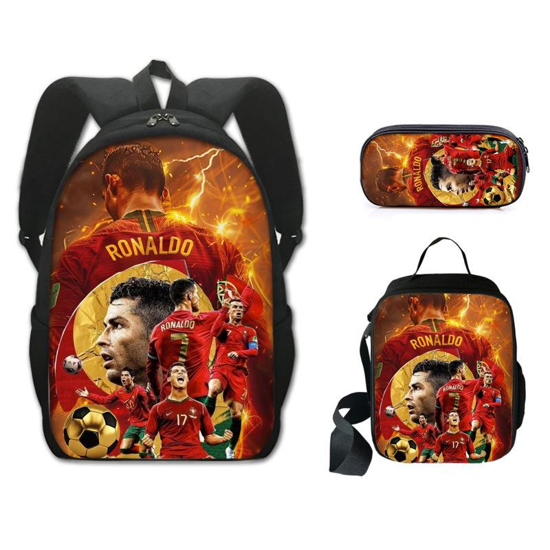 Set Zaino da Fan Coppa del Mondo 2026 Zaino 3 in 1 Borsa a Tracolla Astuccio Zaino Scolastico per Studenti Grande Capacità Tema Calcio