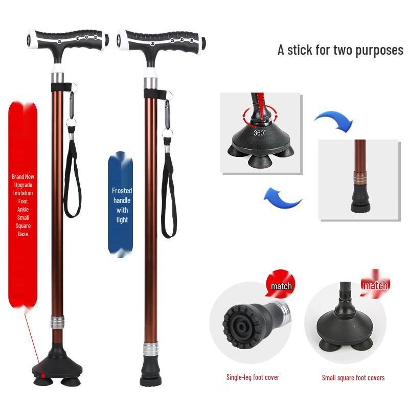 Tolex Foldable Anti-Slip Walking Stick with LED Light