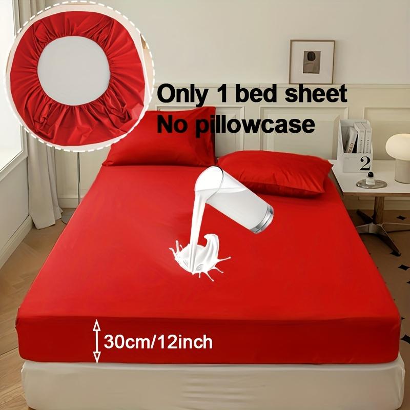 1pc Bed Cover Non-Slip Fitted Sheet Solid Color Wear-Resistant, Urine-proof, Super Soft Comfortable Bedding, Machine Washable, Suit for Mattresses30cm