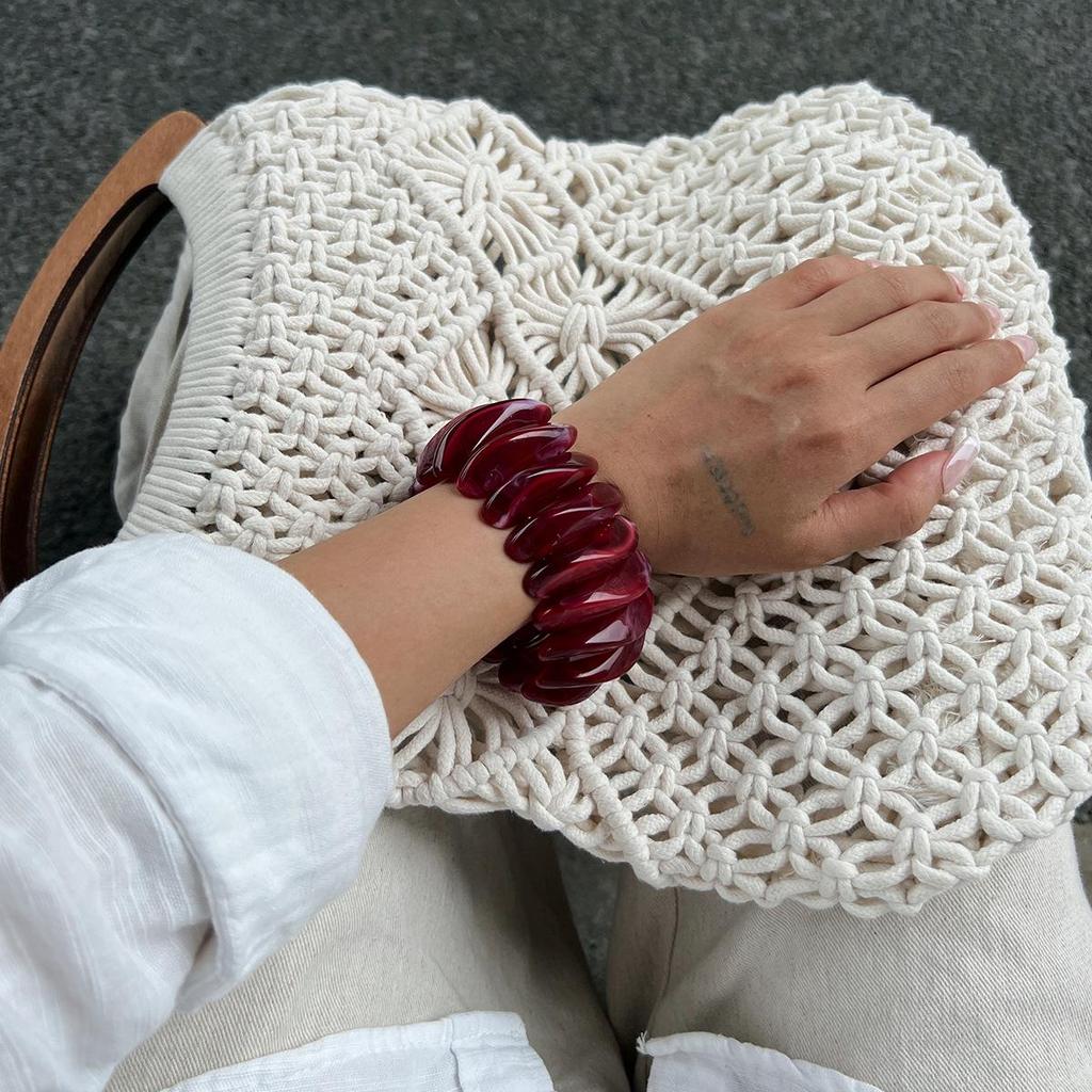 Irregular Gradient Resin Bangle: European-American Niche Design, Spliced Elastic Bracelet