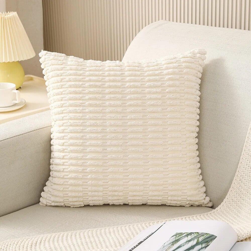 Corduroy Boho Green Throw Pillow Cover18 Inch Striped Soft Cozy Cushion Cases for Couch Sofa Bedroom Living Room Home Decor