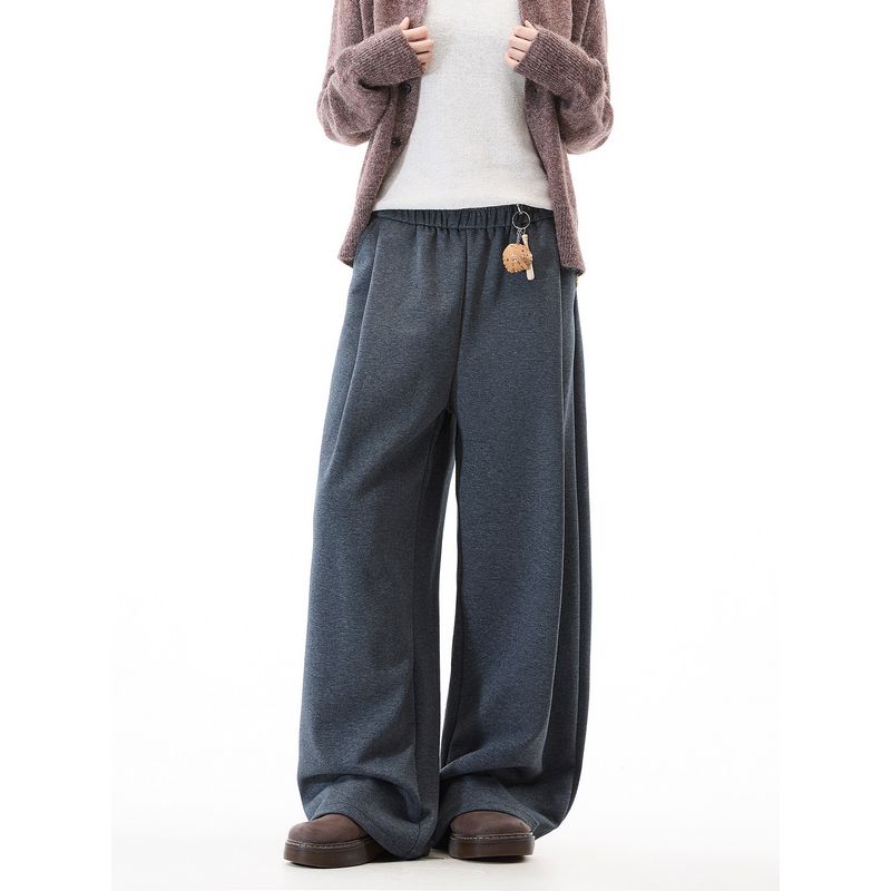 Dream Made Simple Commuter Gray Sweatpants for Men, Autumn and Winter Straight Loose Casual Pants, Men's Wide-Leg Pants