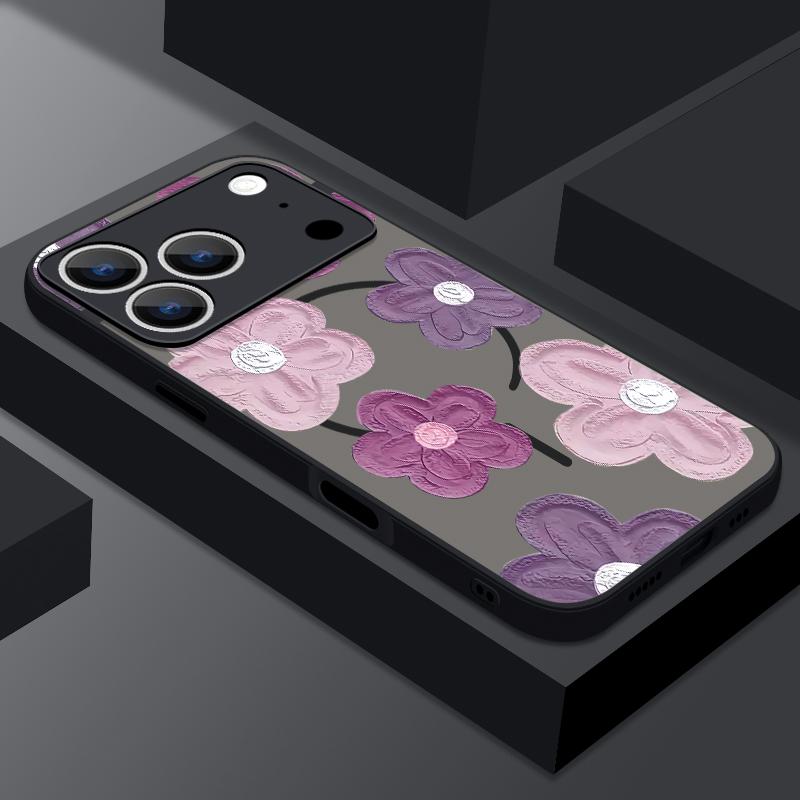 Retro Flowers Black Rose Print Case For iPhone 17 18 Pro Max Magnetic For Magsafe Slim Hybrid Matte Cover For iPhone 16 15 14 13 Pro Max 17E