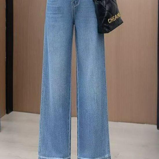 Women's Petite Wide-Leg Cropped Jeans - Summer 2026 High-Waisted Elastic Casual Pants