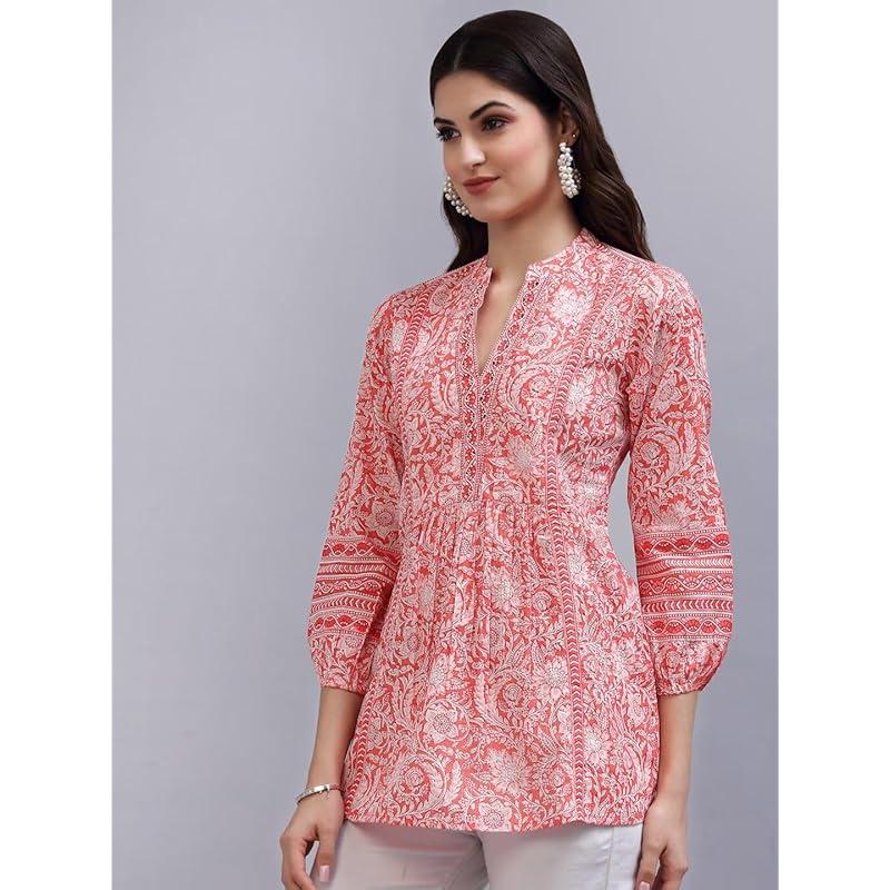 rytras Women s Floral Printed Cotton Top(Blue,Medium) 2XL