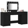 Makeup Table with Mirror Lighting (3 pcs) Black Particleboard