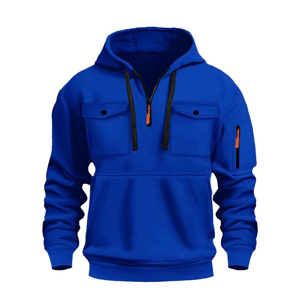 Herren Herbst/Winter Lässiger Vielseitiger Mehrere Taschen Plus Samt Langarm Hoodie