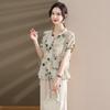 LangSha Women's Cotton Linen Two-Piece Summer Blouse