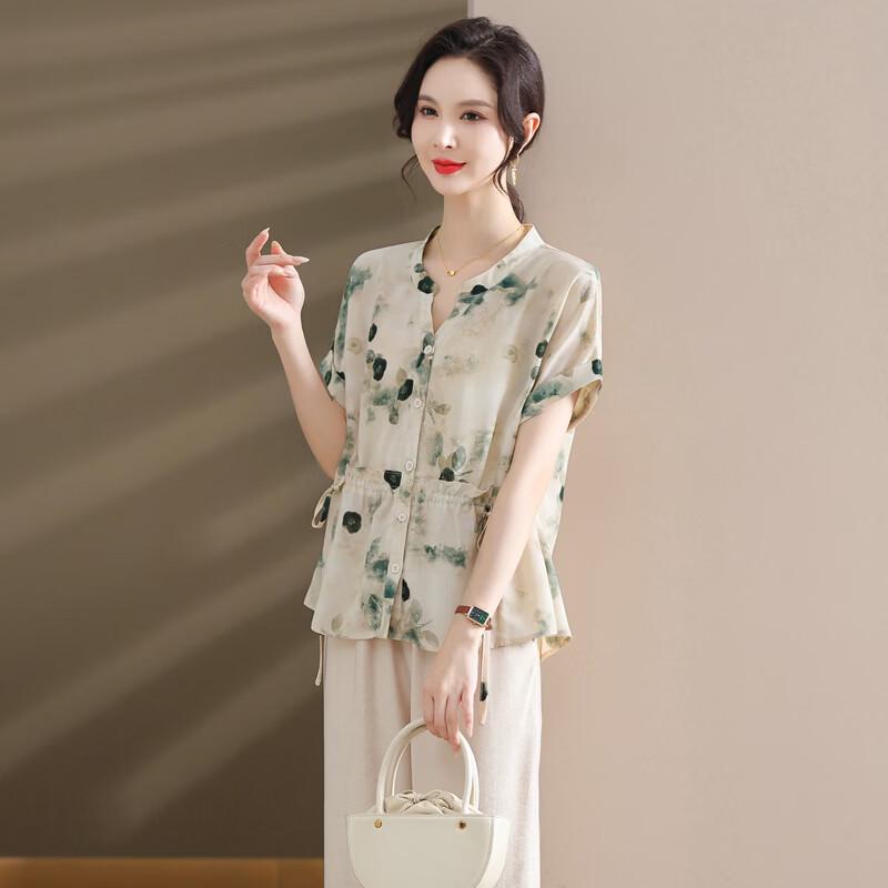 LangSha Women's Cotton Linen Two-Piece Summer Blouse