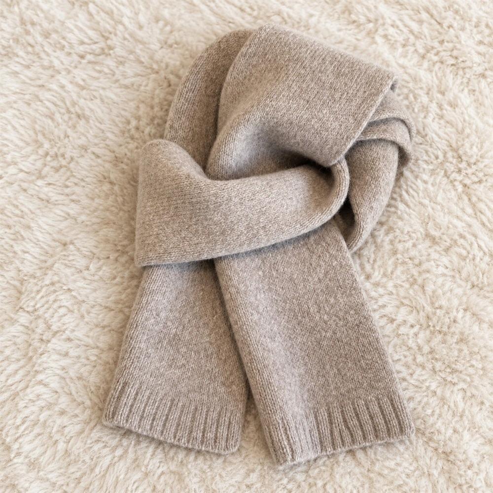 Solid Color Pure Wool Scarf Skin-Friendly Neck Warmer Wrap Wool Knitted Scarf  Autumn Winter