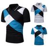 Classic Men's Lapel Tee Top Short Sleeve Splicing T Shirt With Premium Cotton Blend