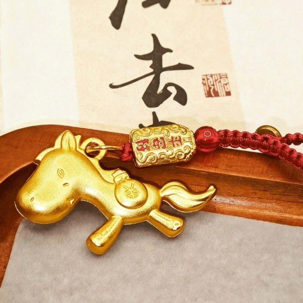 Vintage Lucky Horse Bag Pendant Wealth Weaving Key Chains Chinese Zodiac Key Ring  Jewelry Gift