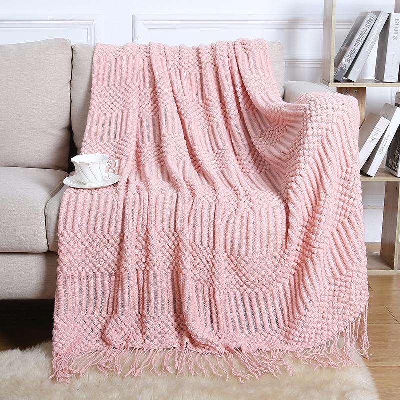 Nordic Tassel Sofa Throw Blanket - Air Conditioning Nap & Hotel Bed Runner, Summer Bed Flag, Bed End Blanket