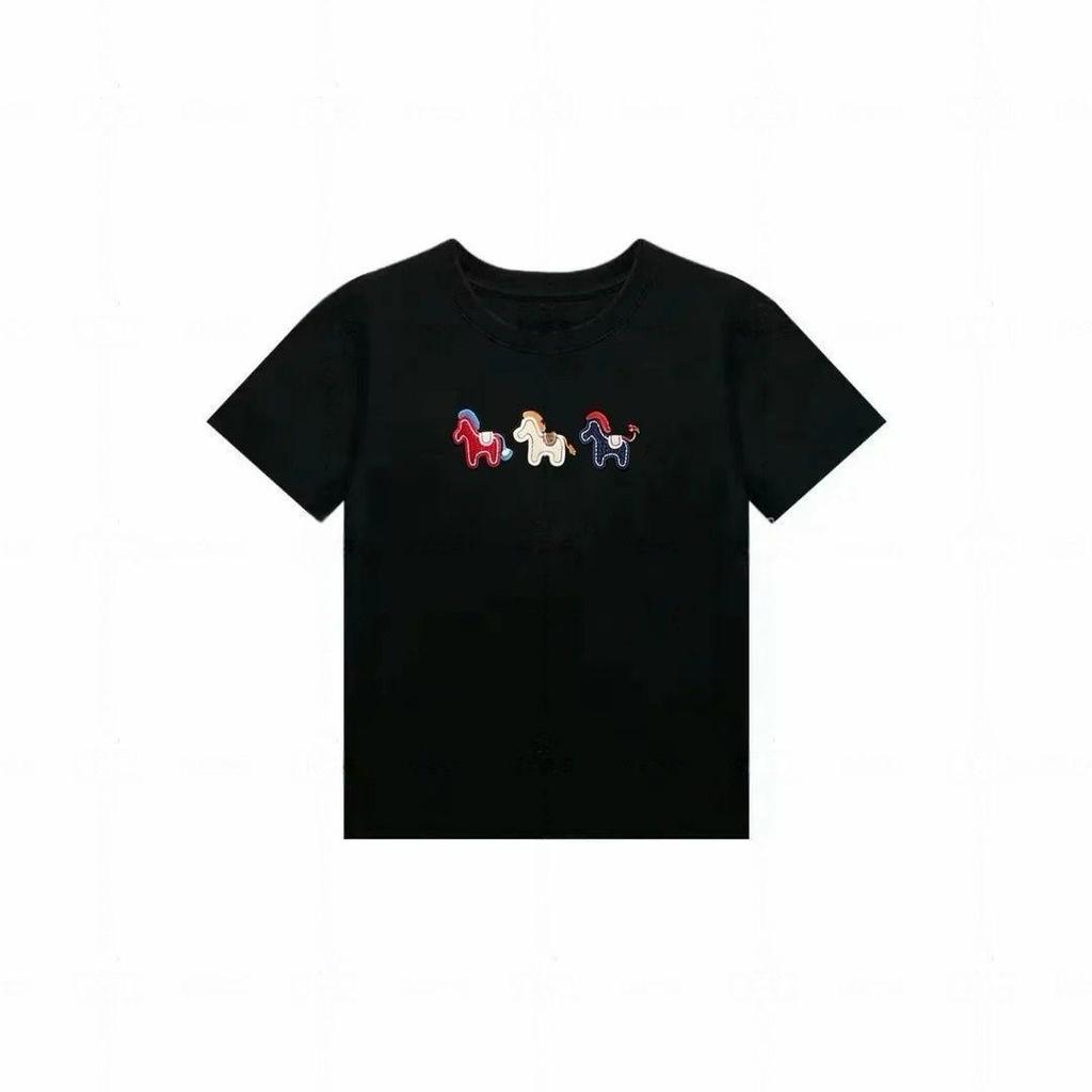 2026 New Year Early Spring Women's Faux Cashmere Loose Fit T-shirt with Horse Embroidery