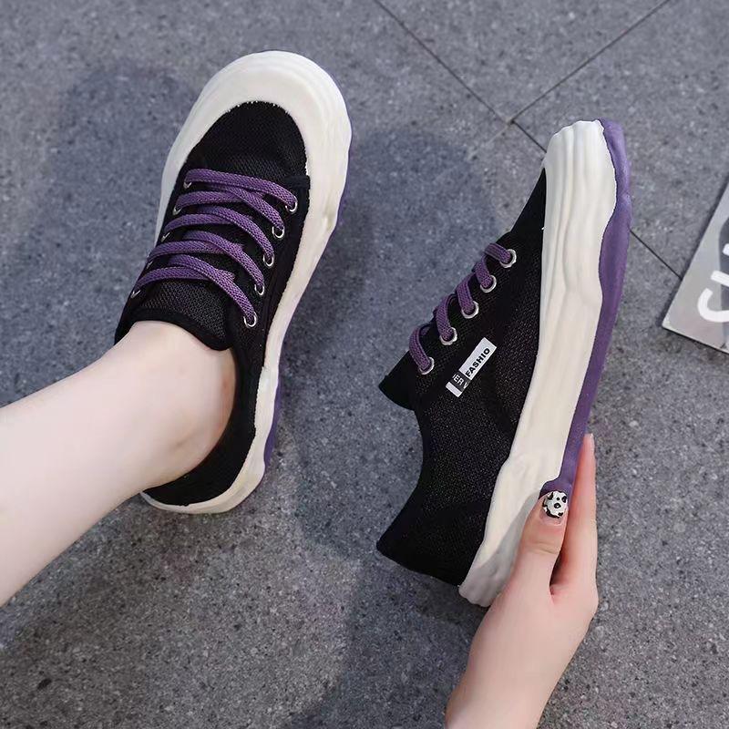 Spring and summer thick-soled women's board shoes mesh surface breathable and comfortable leisure sports trend women's shoes low-top versatile whit