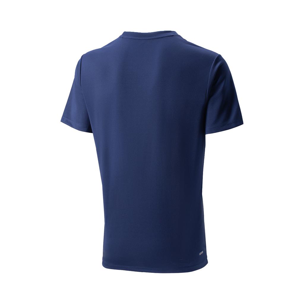 Li Ning Badminton Series Letter Round Neck Breathable Versatile Short Sleeve Badminton Shirt Unisex Tops Deep-Navy AHSV045-5