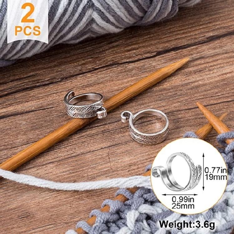 Adjustable Crochet Rings Thimble Metal Yarn Guide Finger Holder Rings