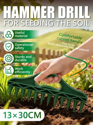 13×30CM Soil Seeding Hammer Drill - Sturdy Garden Tool for Efficient Soil Aeration & Seeding