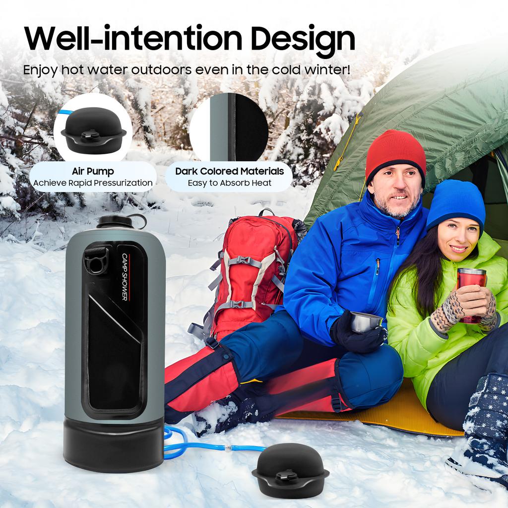 Camping Shower Solar Shower Garden Shower with Pump 3 Gallons, 12 L, Shower Head Portable and Removable Hose Shower Bag