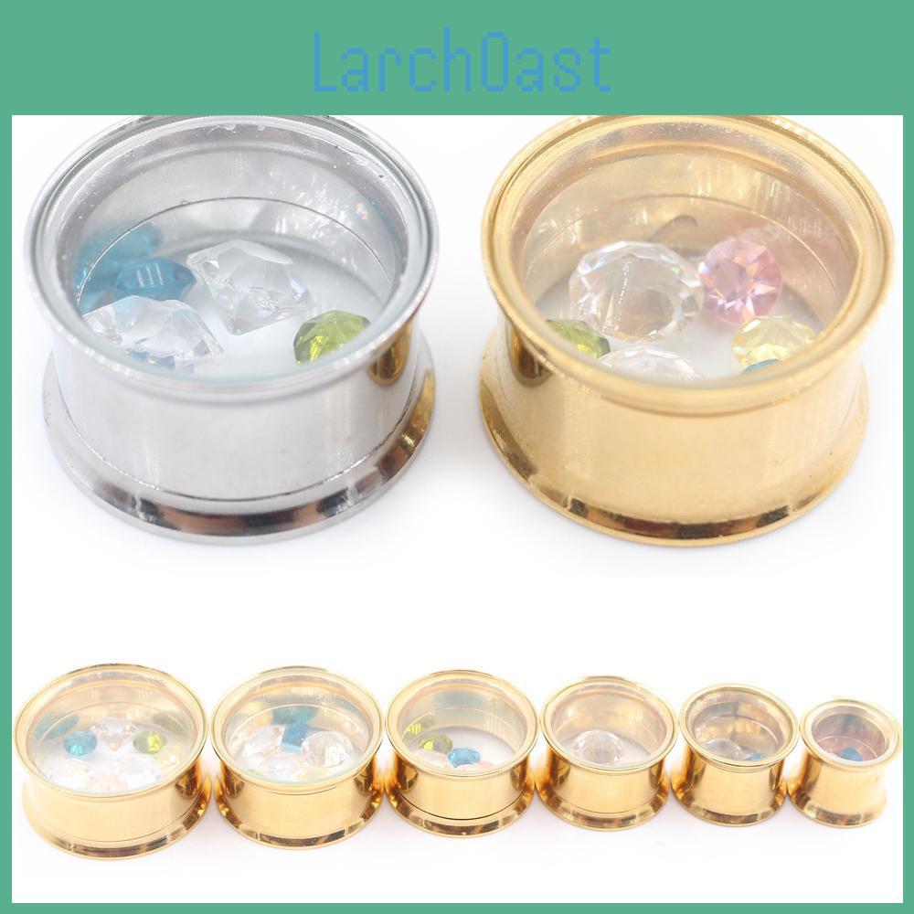 Mirror Stainless Glass 2pcs Steel Face Crystal Ear Tunnels Plugs Expander Stretcher Flared Gauges Earrings Piercing Body Jewelry