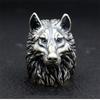 Vintage Nordic Wolf Head Ring Men Stainless Steel Punk Rock Biker Ring Viking Jewelry