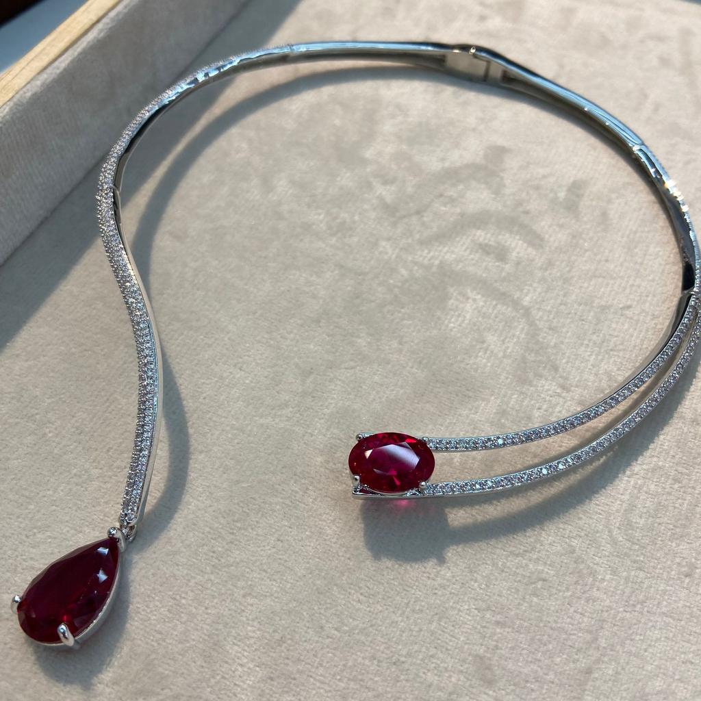 Gemstone Inlaid Zircon Necklace Neck Chain Niche Versatile Light Luxury Elegant Woman