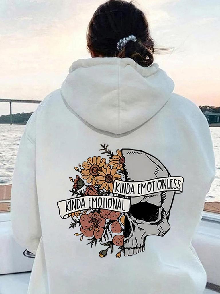 Halloween Skull Print Hooded Sweatshirt - Autumn/Winter European & American Style