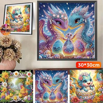 Kit de Pintura de Diamantes Creativo Kit de Arte y Manualidades de Pascua Kit de Decoración 5D DIY Taladro Parcial de Forma Especial Adornos de Pared para el Hogar 30*30cm