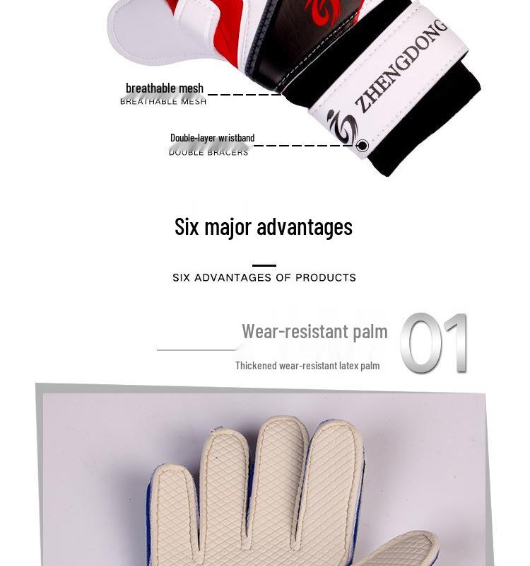 Anti-Slip Latex Goalkeeper Gloves for Kids, Teens, Adults - Professional Training & School Use