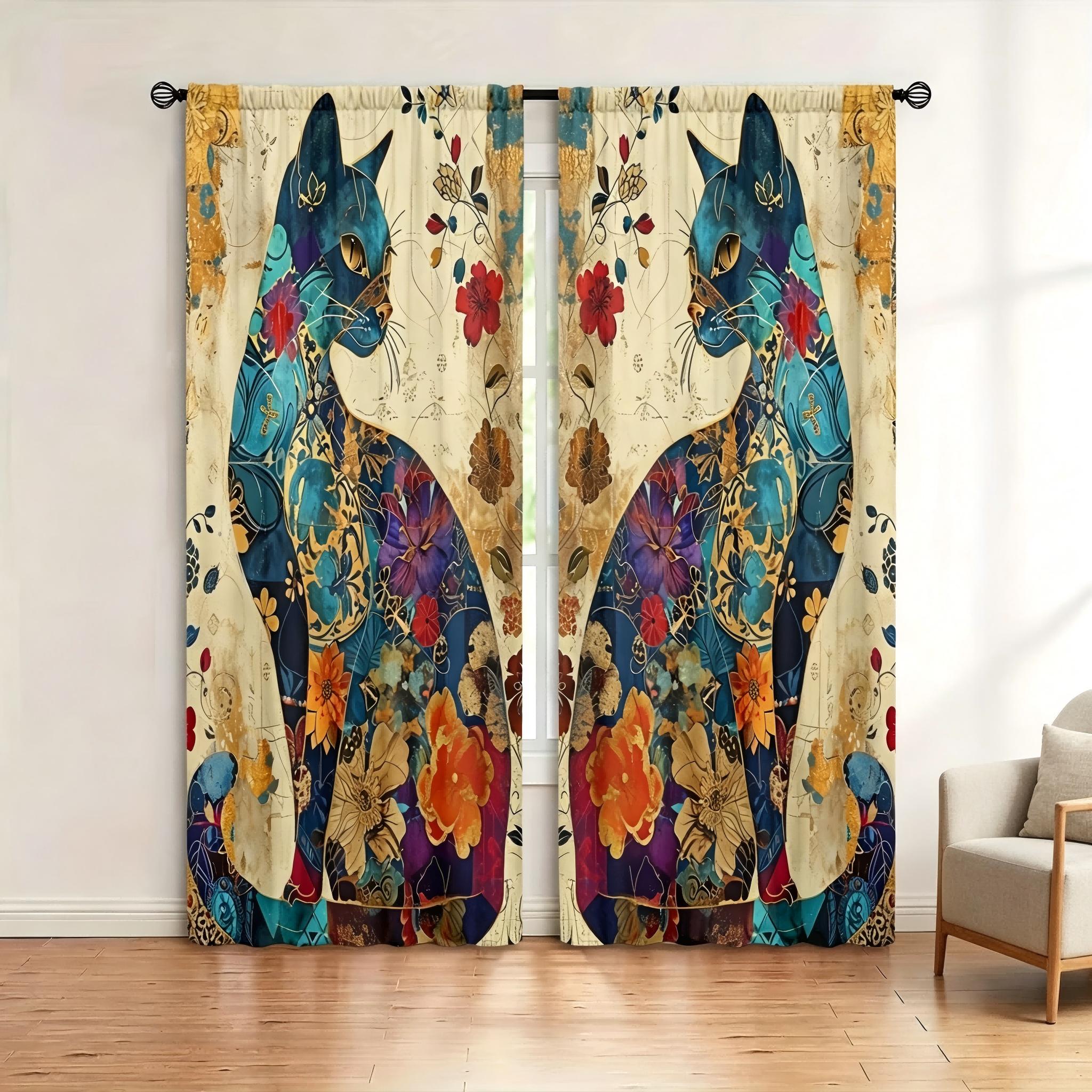 2-Piece Rod-Pocket Curtains, Polyester Fiber Blackout/Light-Filtering Curtains, Basketball Print Light-Blocking Curtains 60×150cm(23.6×59in)